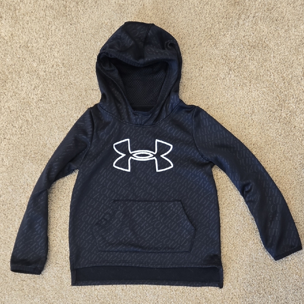Under Armour Youth Black Hoodie with White Logo Outline